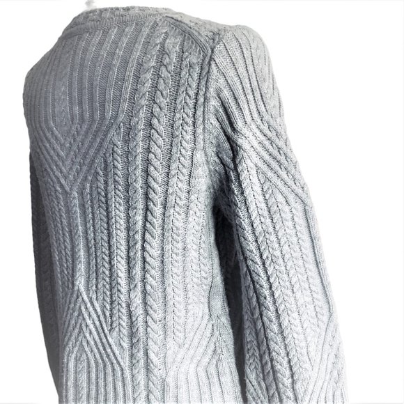 KARL LAGERFELD Paris Cable Knit Gray Sweater with Threads of Silver Size S/M - Picture 3 of 6